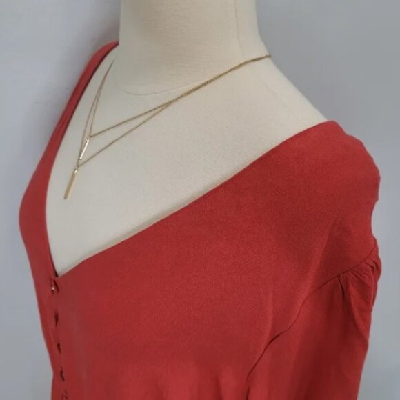 Eloquii Strappy Plunge Back Button Front Orange Long Sleeve Plus Maxi Dress 14 - Picture 9 of 13